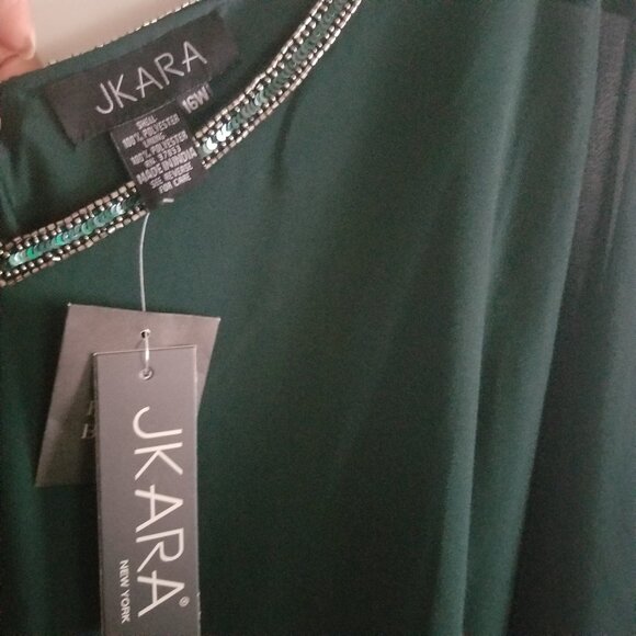 NWT J Kara Women's Caplet Short Cocktail Sequin Hunter Green  Dress Sz 16W - Picture 4 of 8